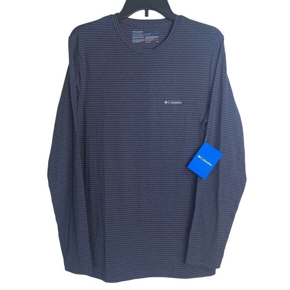 Columbia Men's Gray Pullover Stripes Long Sleeves T-Shirt Size S New - Picture 1 of 7